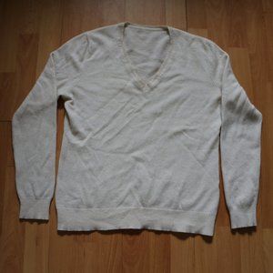 100% Cashmere Cream V Neck Sweater